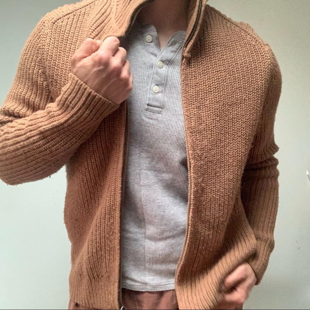 Banana Republic Tan Zip Up Sweater